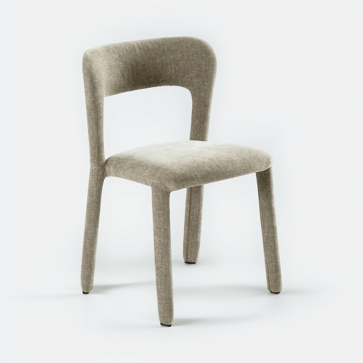 Стул для обеденной группы с обивкой из шенилла (серо-бежевый)