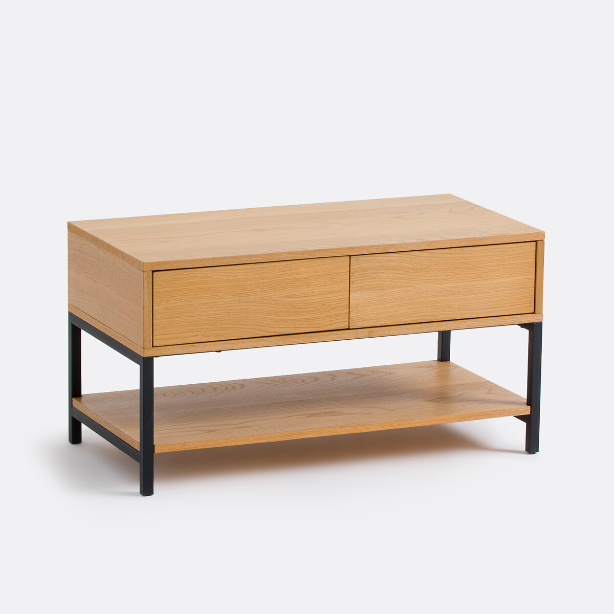 Лавка для прихожей, сталь и дубовая древесина