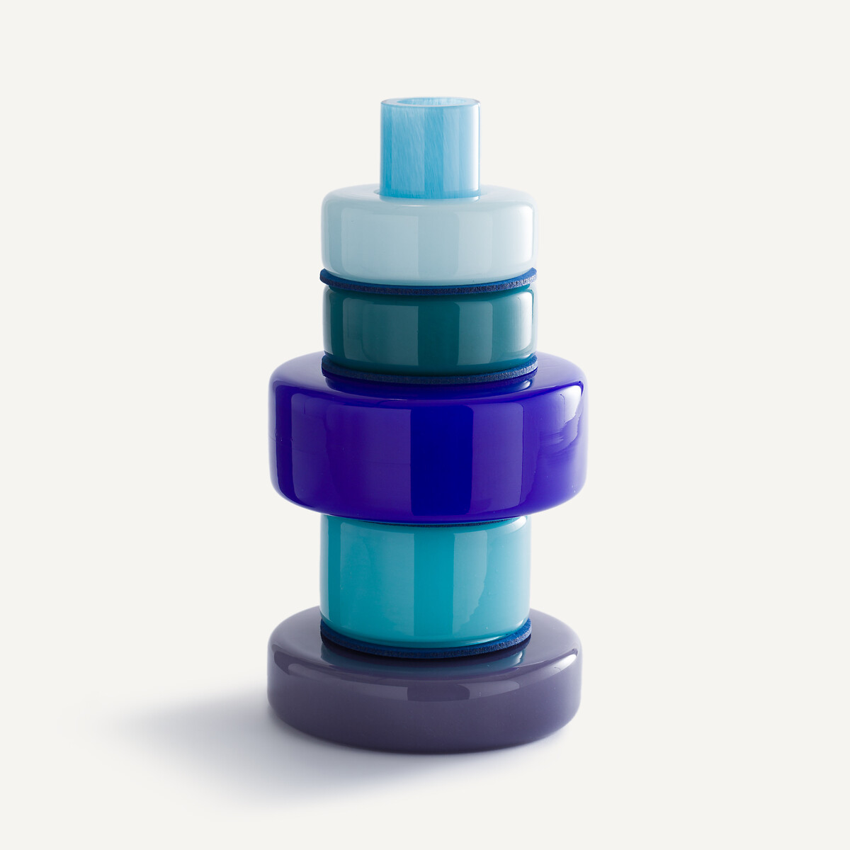 Ваза из выдувного стекла с 5 кольцами, В32 см