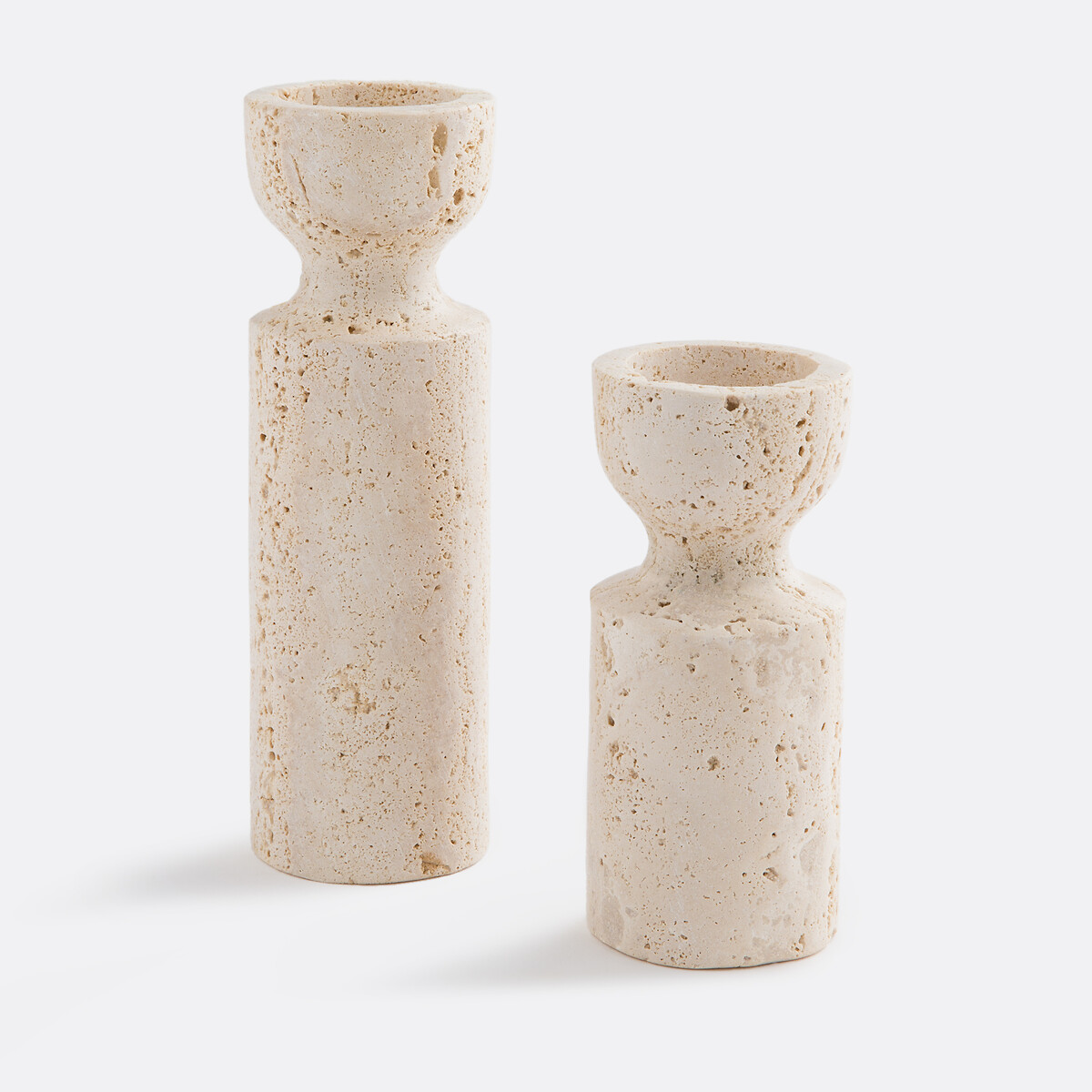 Набор из 2 подсвечников из травертина