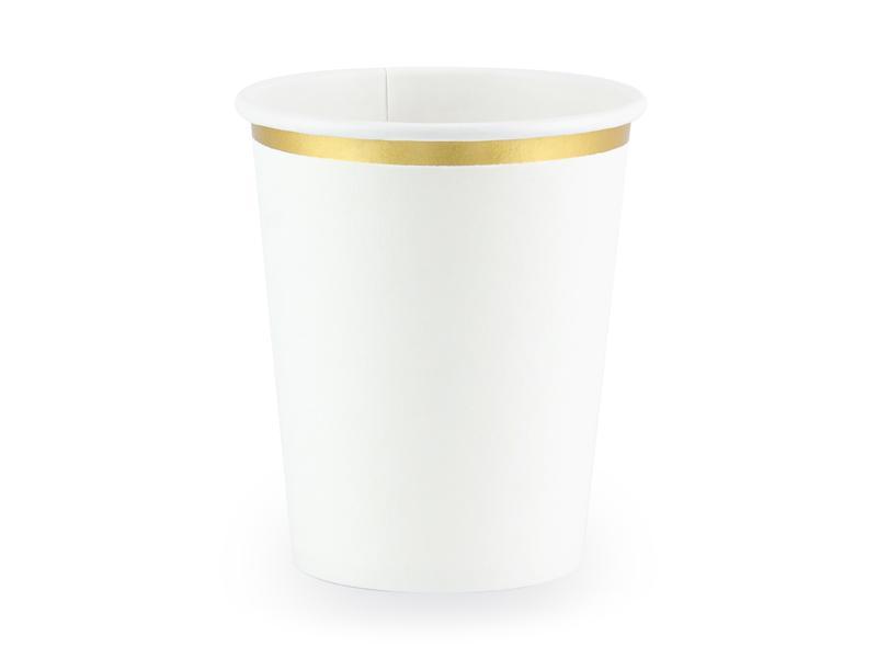 Glāzītes baltas ar zelta maliņu, 220 ml, 6 gab
