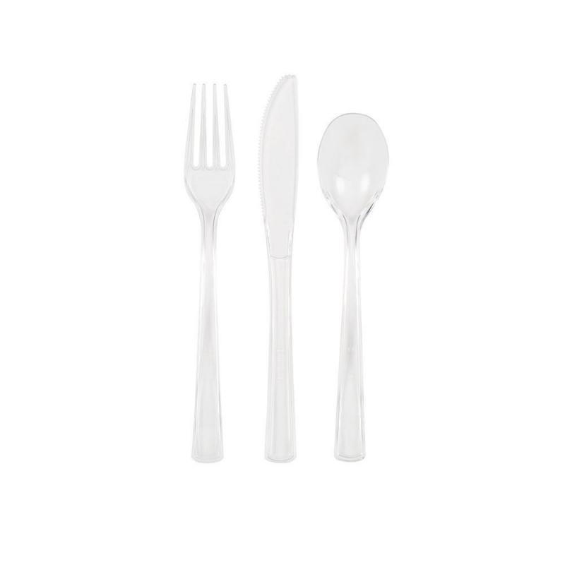Plastmasas galda piederumi causpīdīgi, 18 gab