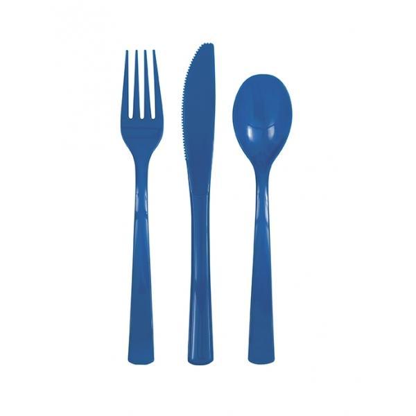 Plastmasas galda piederumi zili, 18 gab