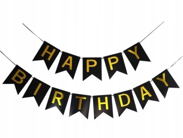 Virtene "Happy Birthday", melna, 1.8 m