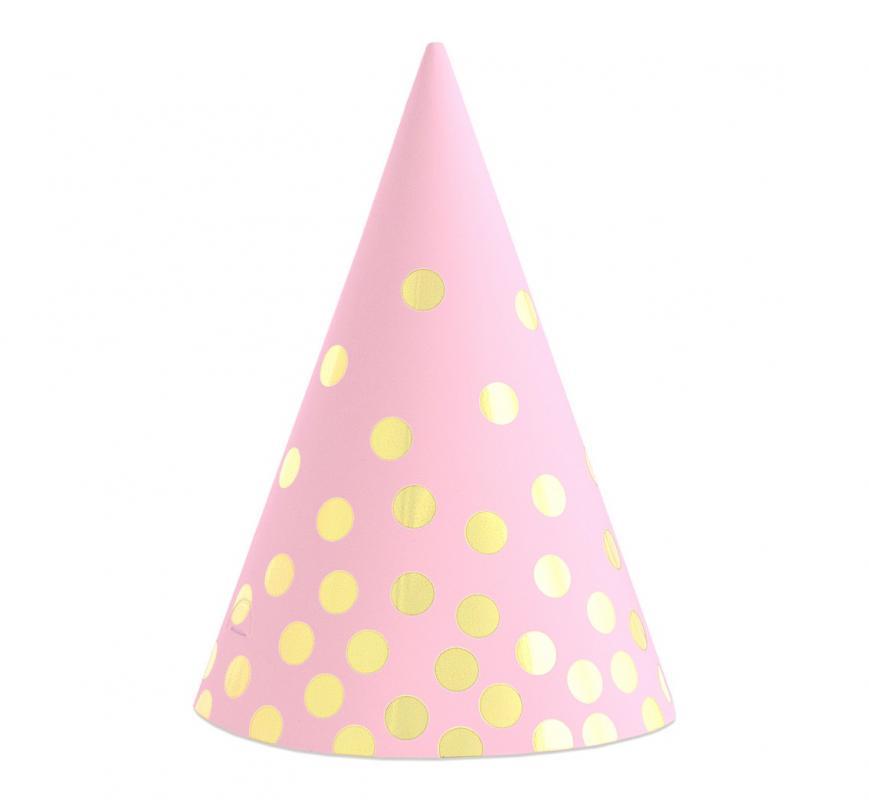 Svētku cepurītes "Pink Dots", 6 gab