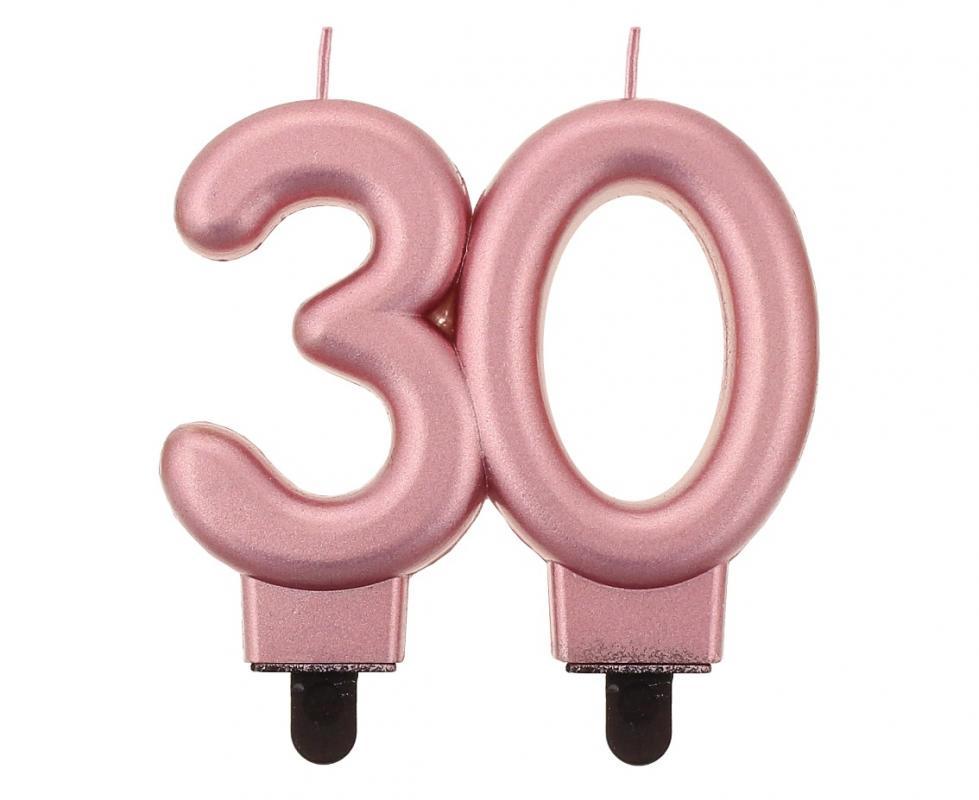Roza-zelta svecīte - cipars 30