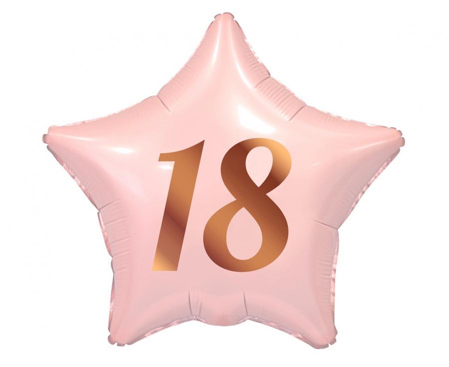 Folija balons ar ciparu 18, rozā, 45 cm