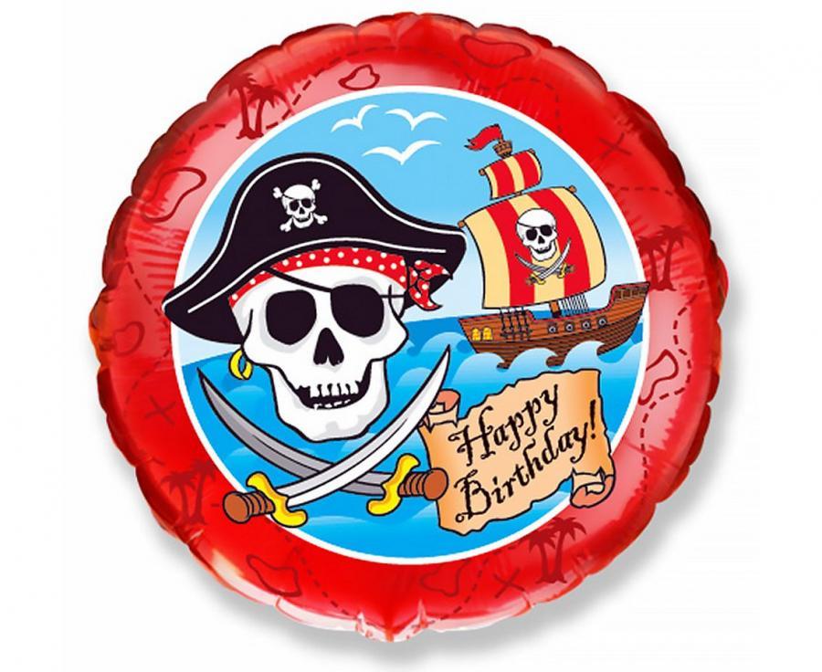 Folijas balons "Pirati" sarkans, 45 cm