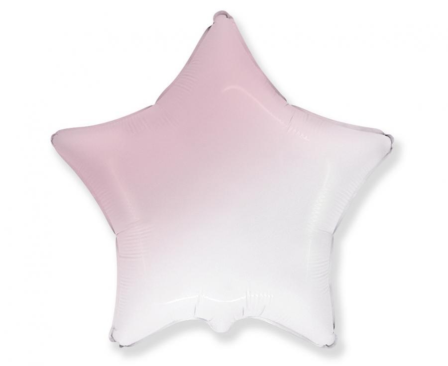 Folijas balons "Zvaigzne" maigi rozā/balta, 45 cm