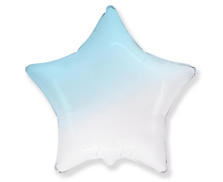 Folijas balons "Zvaigzne" gaiši zila/balta, 45 cm