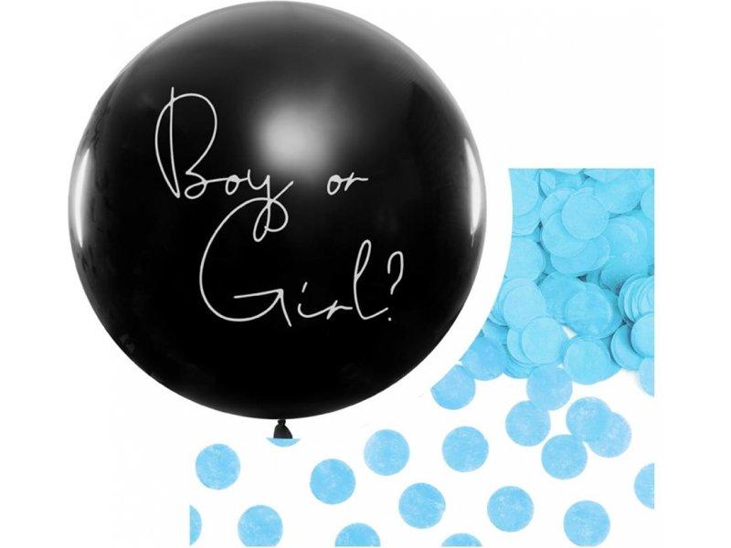 Lateksa balons melns ar ziliem konfeti, 60 cm,  1 gab