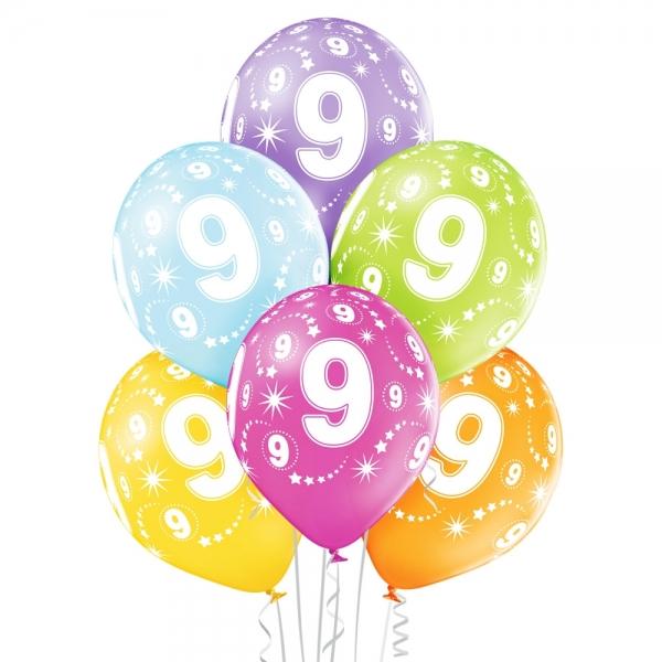 Lateksa baloni ar "9", 1 gab