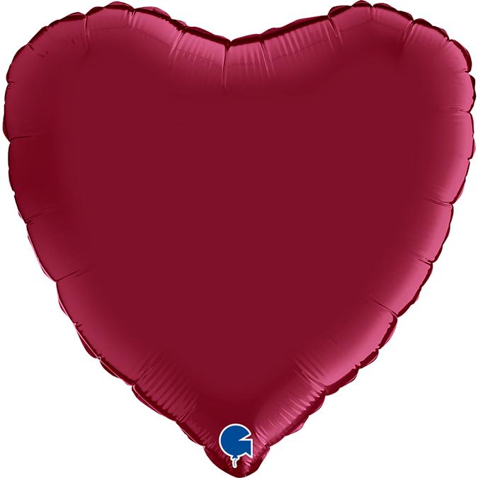 Folijas balons "Sirds" ķiršu krāsā, 45 cm