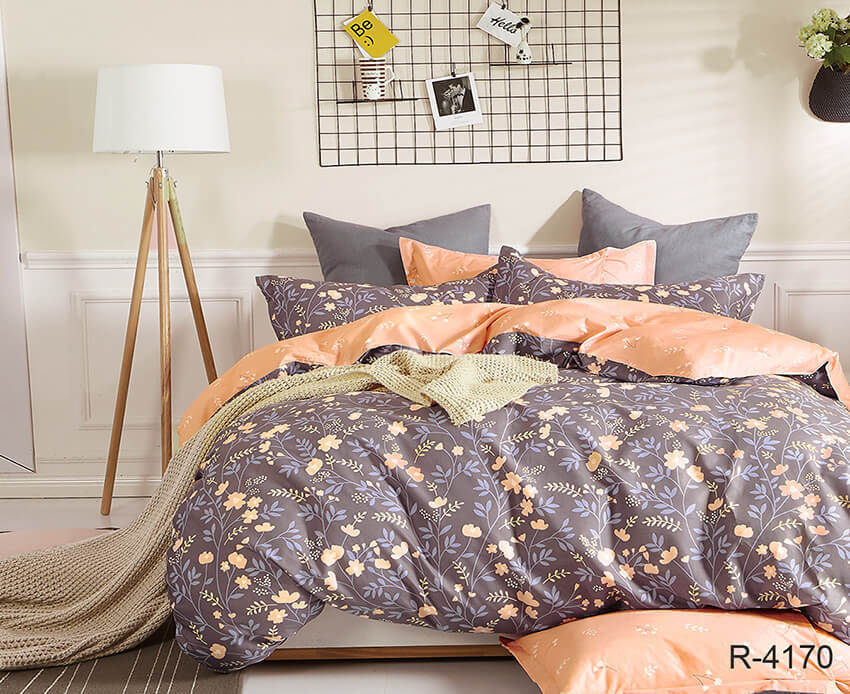 серое постельное белье с цветами R4170