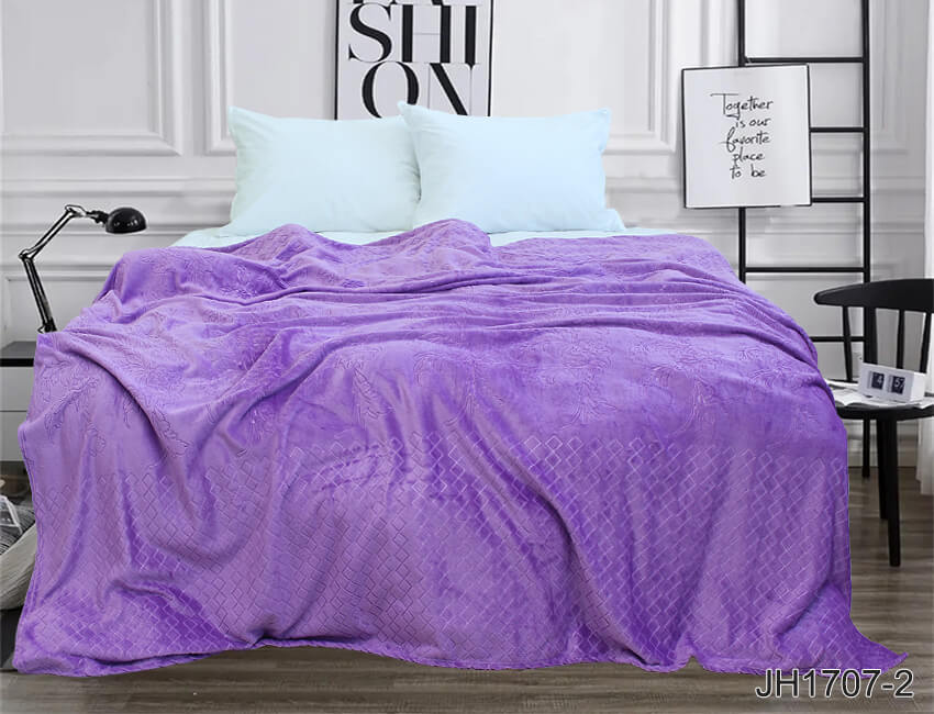 плед на кровать фиолетового цвета с тиснением JH1707-2