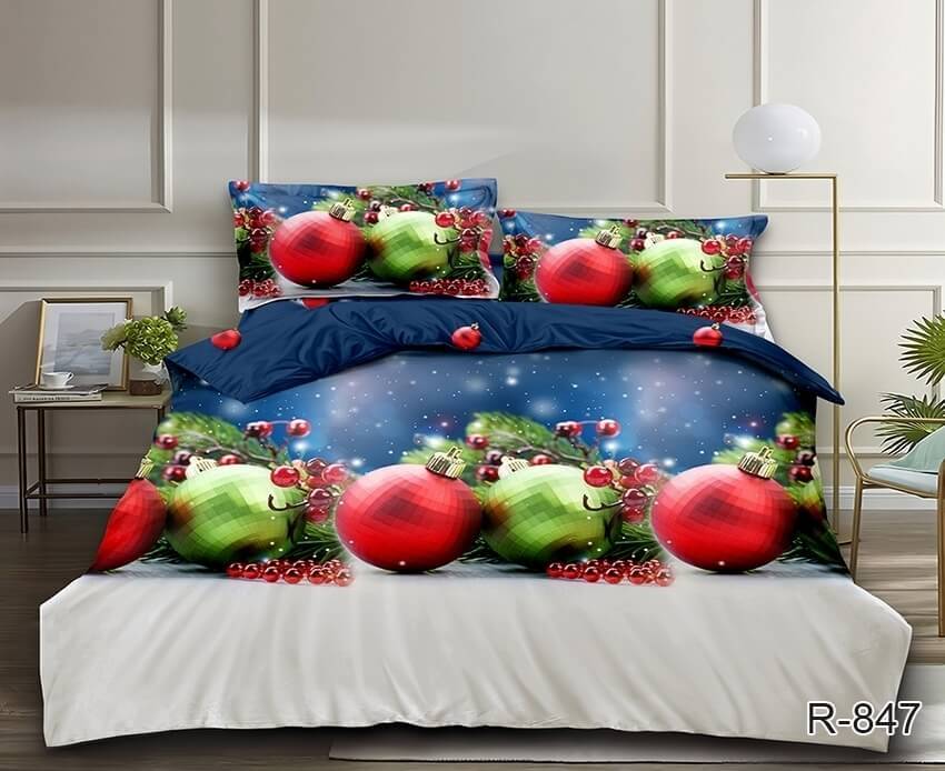 постельное белье с новогодними игрушками