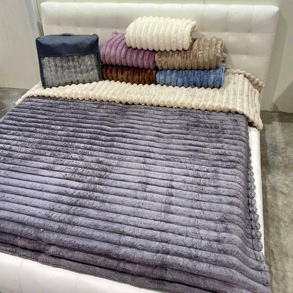 велюровый плед однотонный шарпей в полоску, цвета на выбор