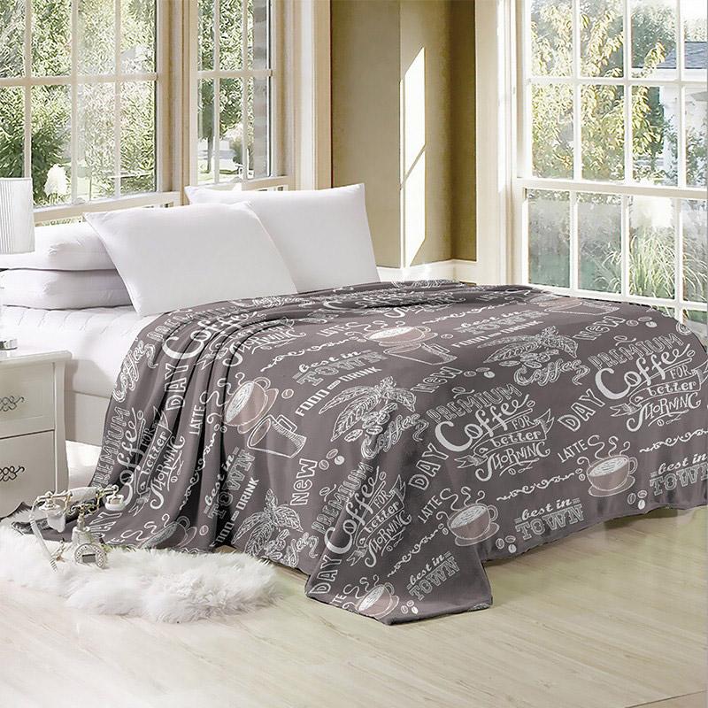 плед на кровать коричневого цвета с кофе