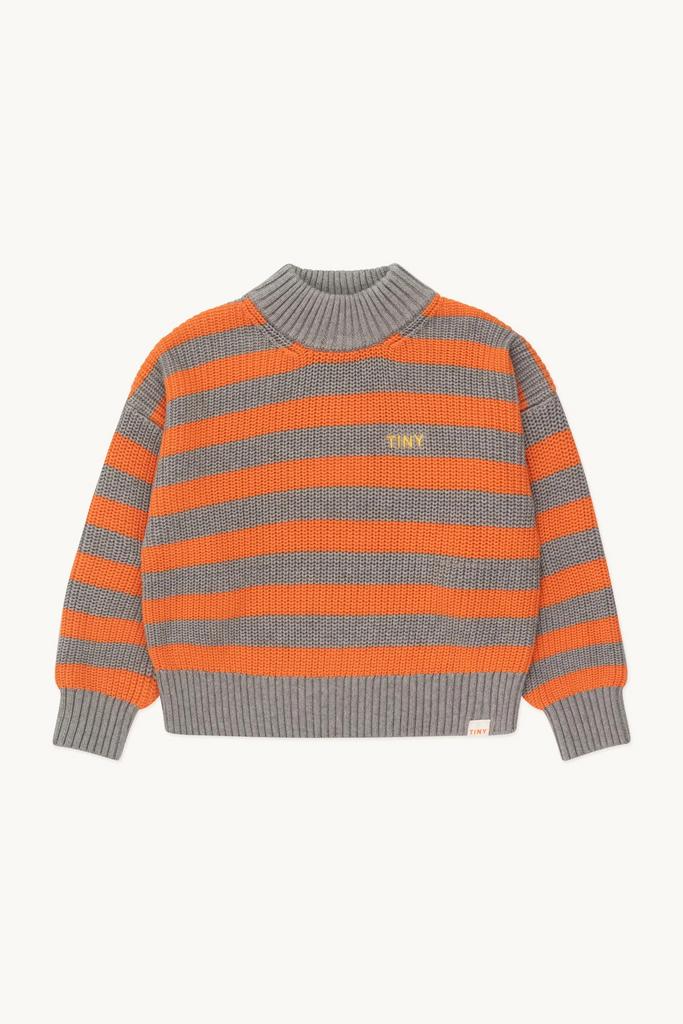 Светр Tinycottons "STRIPES", сірий/помаранчевий