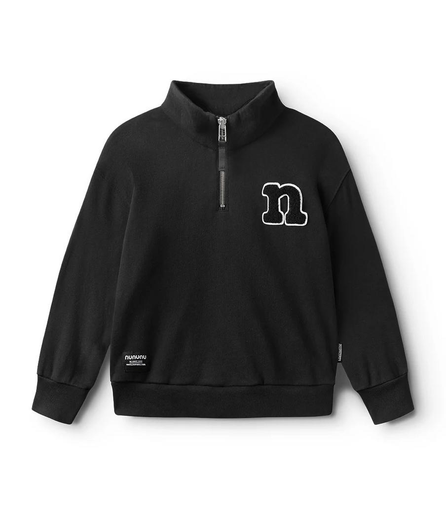 Світшот NUNUNU "1/2 ZIP LETTER", чорний