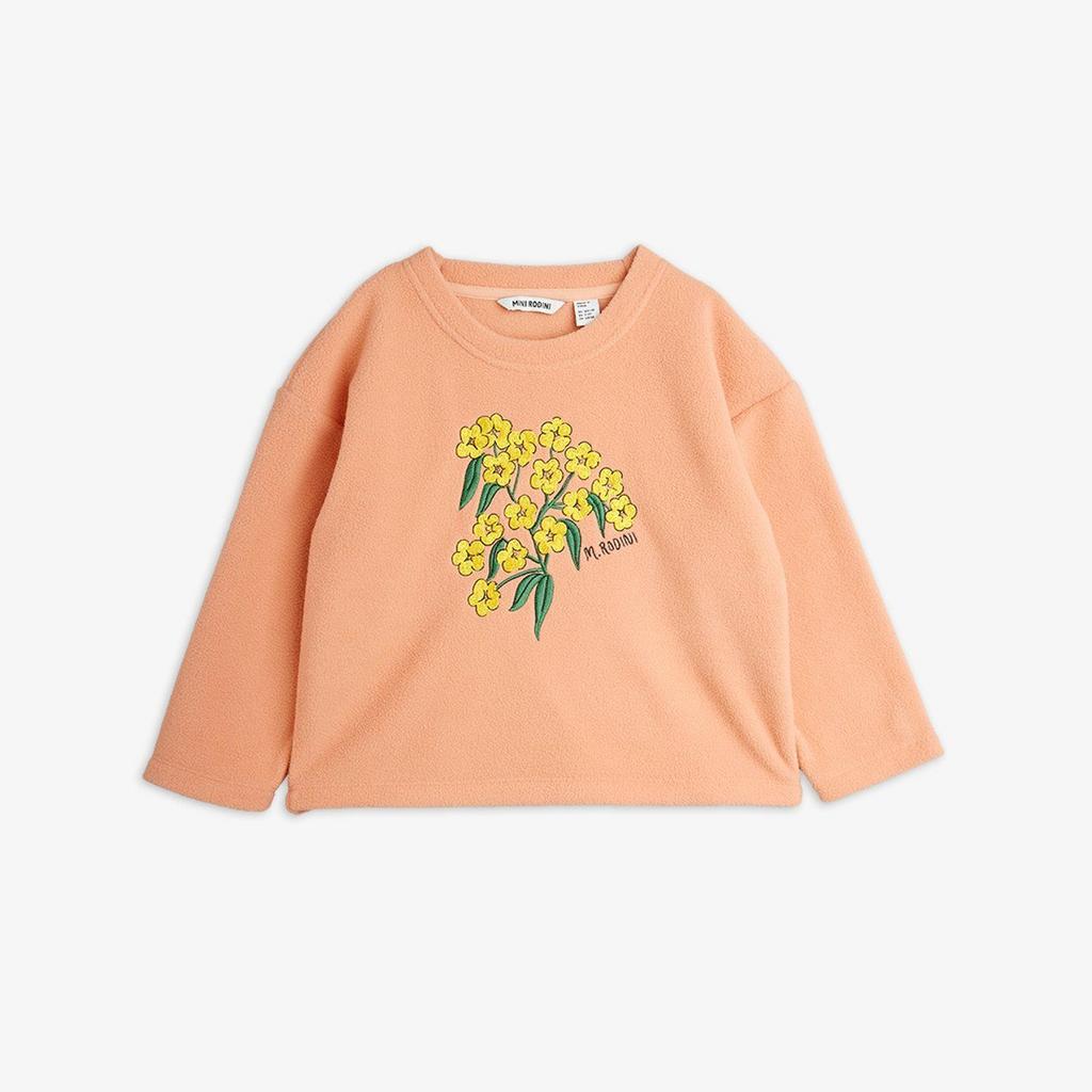 Флісовий лонгслів MINI RODINI "Alpine flowers", світло-рожевий