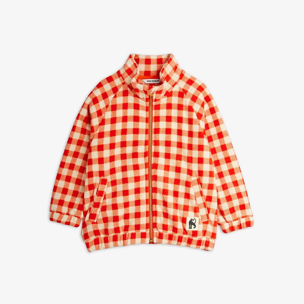 Флісова толстовка MINI RODINI "Gingham", червоний/білий
