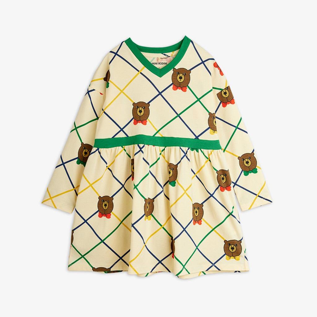 Сукня MINI RODINI "Bear check", жовтий/зелений
