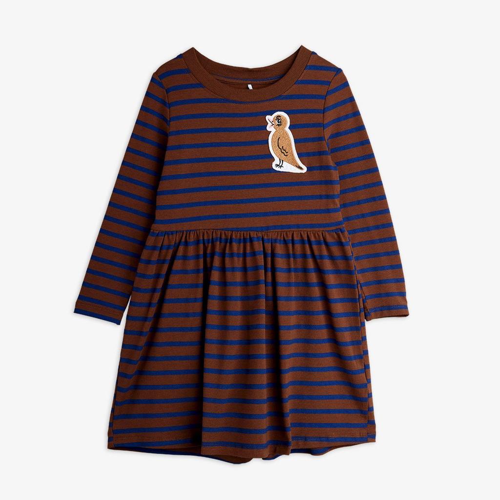 Сукня MINI RODINI "Stripe bird", коричневий