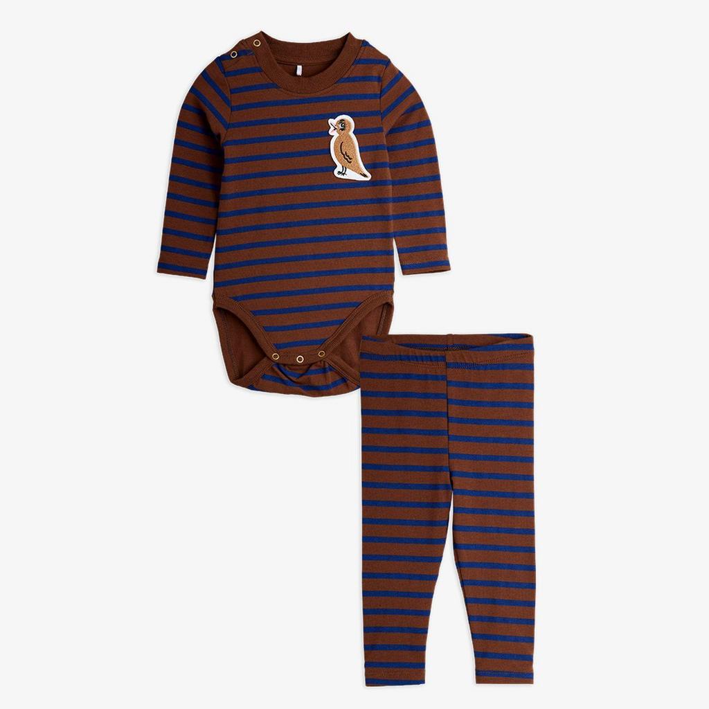 Дитячий комплект MINI RODINI "Stripe bird", коричневий
