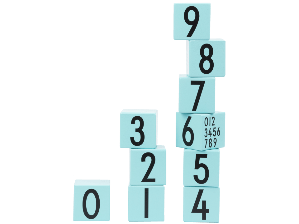 Дерев'яні кубики Design letters "0-9", блакитний