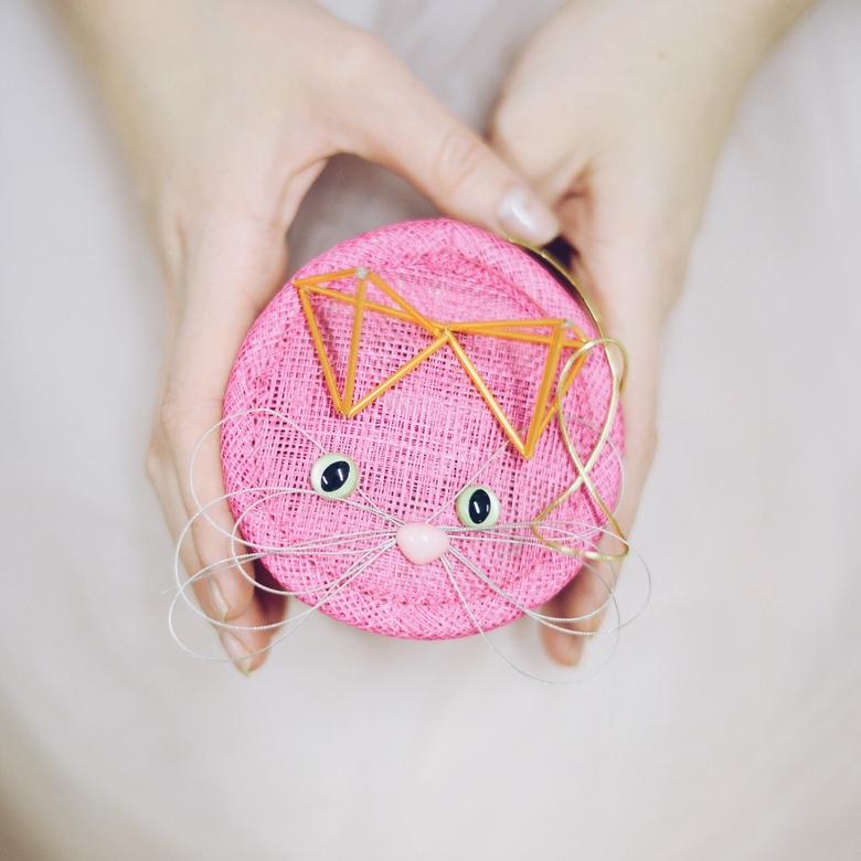 Шляпка котики маленькая розовая Rosie