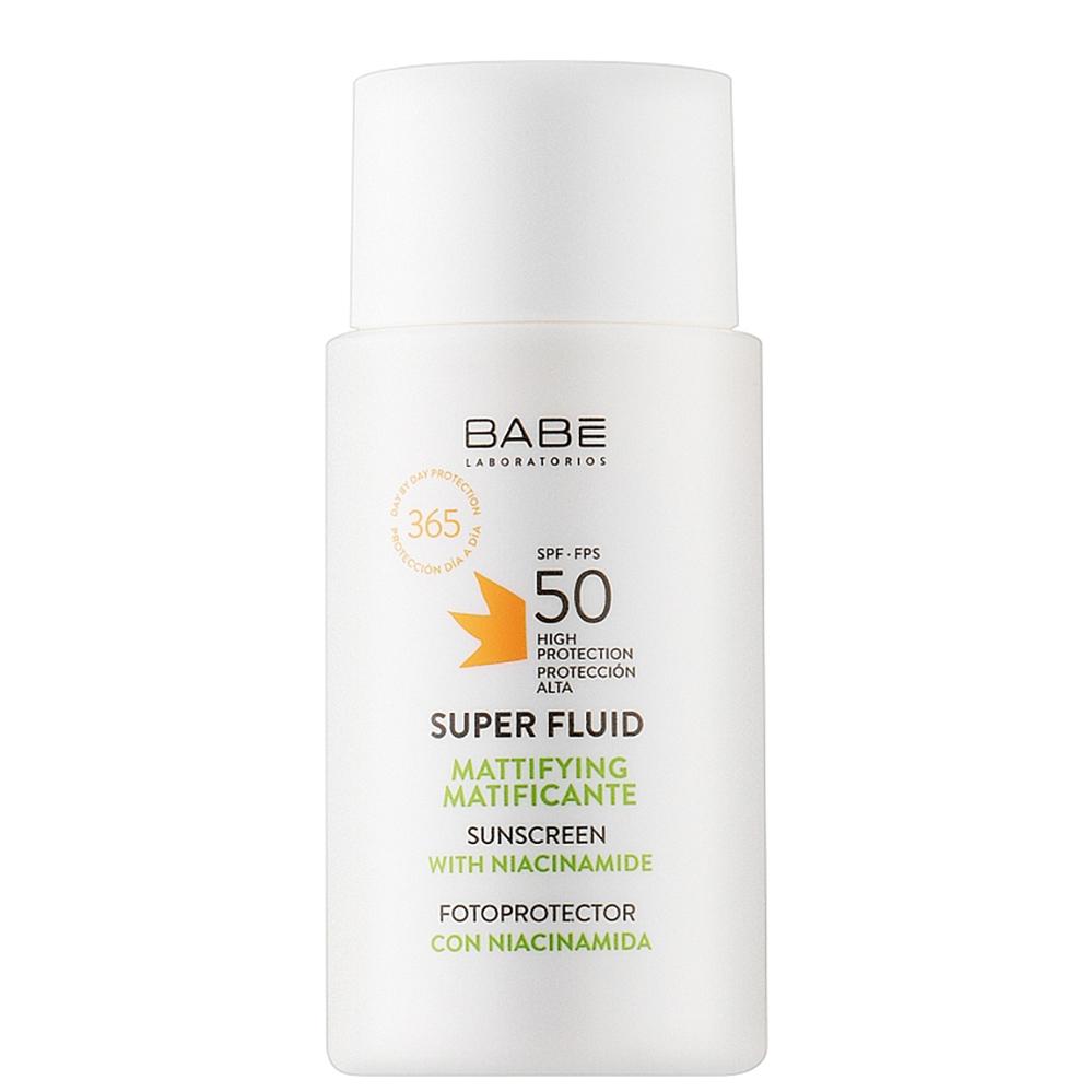 BABE LABORATORIOS Sun Protection Mattifying Super Fluid SPF50 - Сонцезахисний матуючий суперфлюїд SPF 50 з ніацинамідом