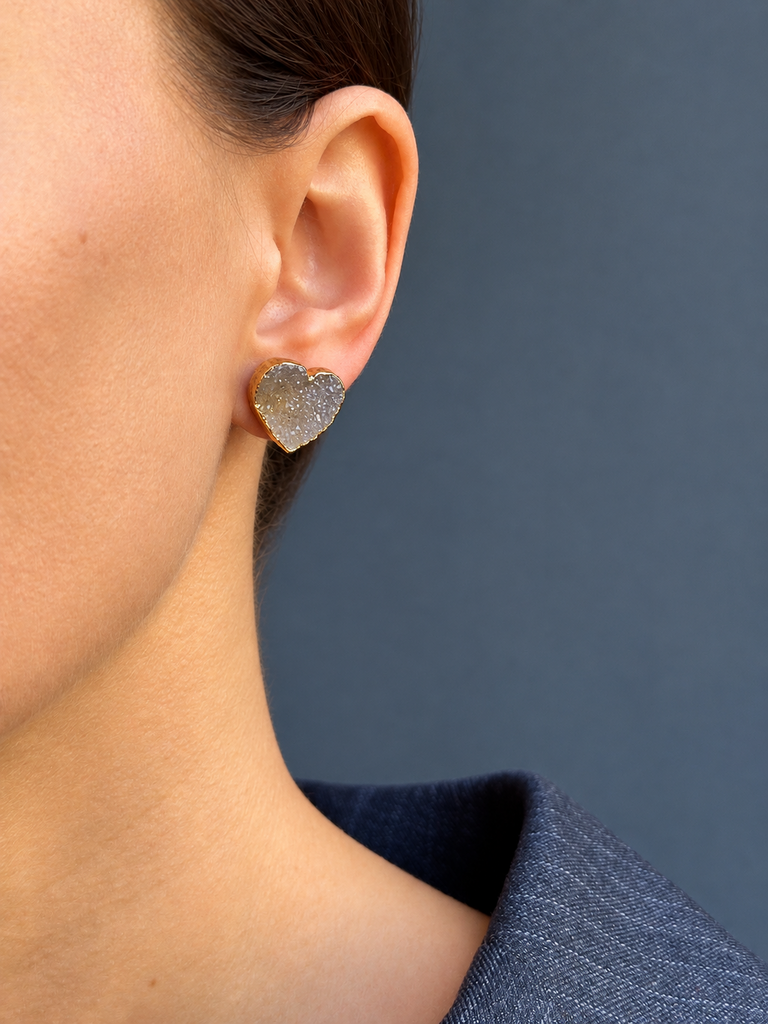Heart-Shaped Agate Earrings