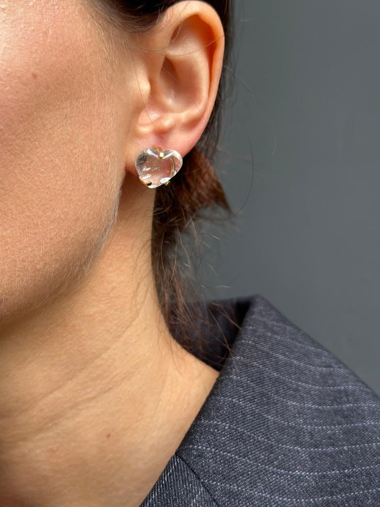 Heart-Shaped Rock Crystal Earrings