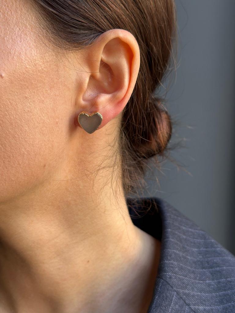 Heart-Shaped Smoky Agate Earrings