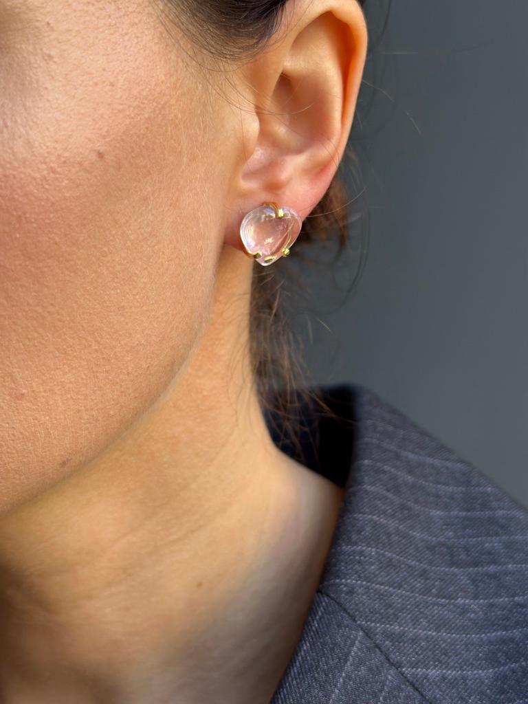 Polished Heart-Shaped Rose Quartz Earrings
