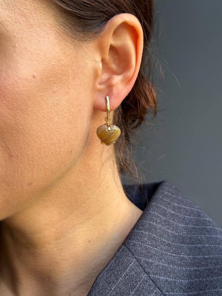Heart-Shaped Agate Drop Earrings