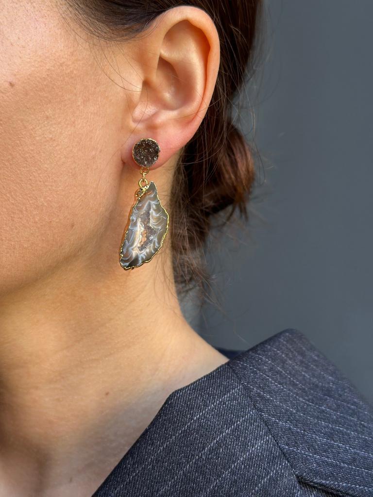 Agate Geode and Druzy Earrings