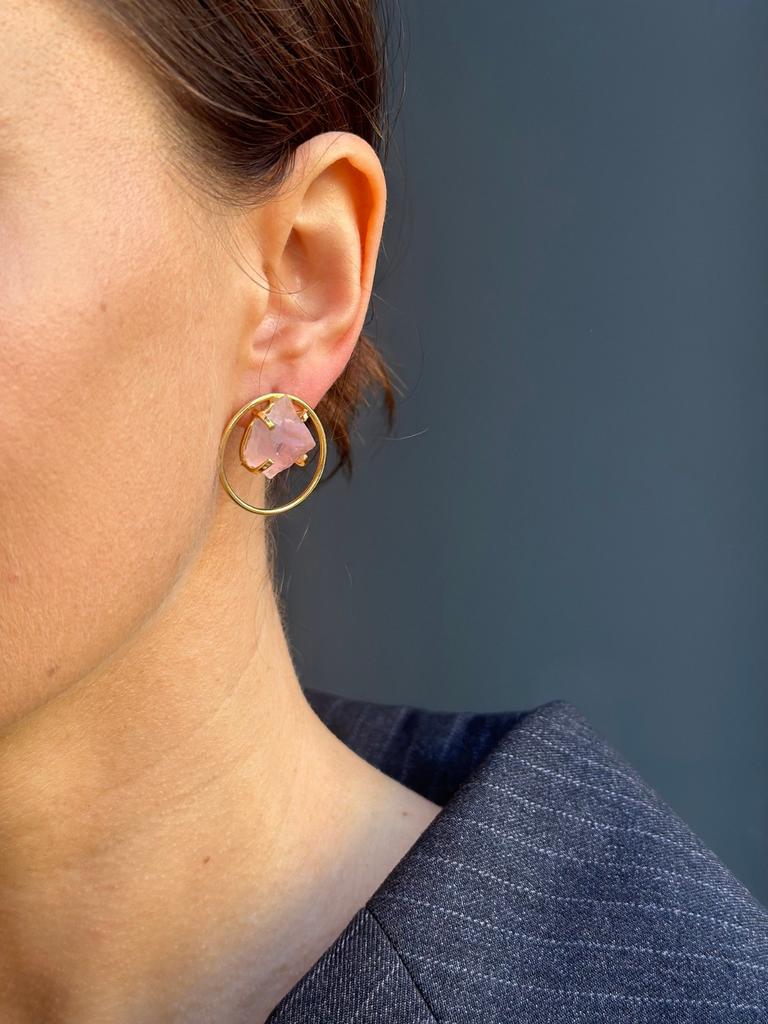 Rose Quartz Circle Earrings
