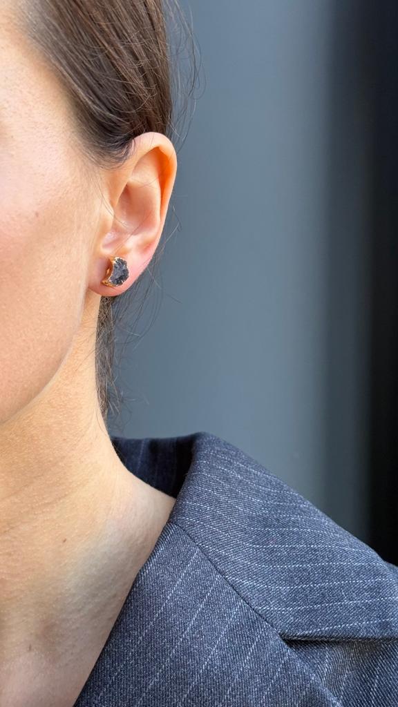 Crescent Moon Raw Amethyst Earrings