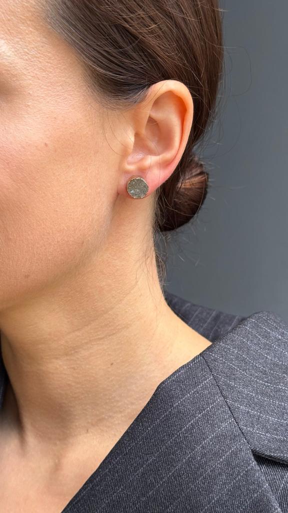 Round Grey Druzy Agate Earrings