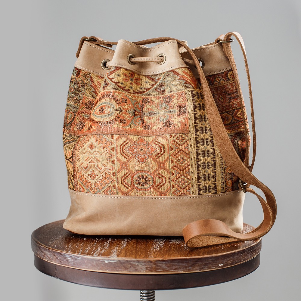 Текстильно-кожаная сумка-торба 