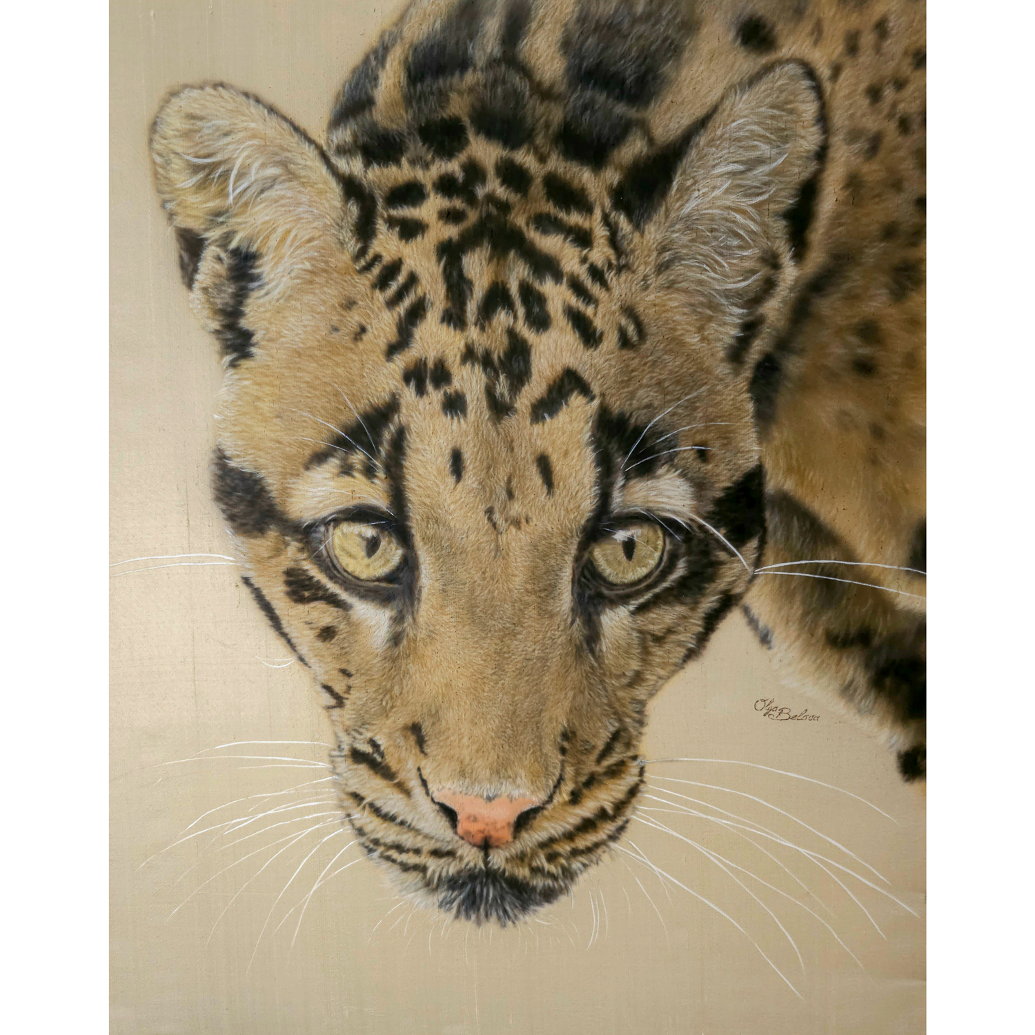 "Mystic Eyes" – Hyper realistic Silk Painted Snow Cat Portrait