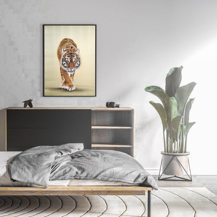 "Mighty" – Realistic Silk Painted Tiger portrait