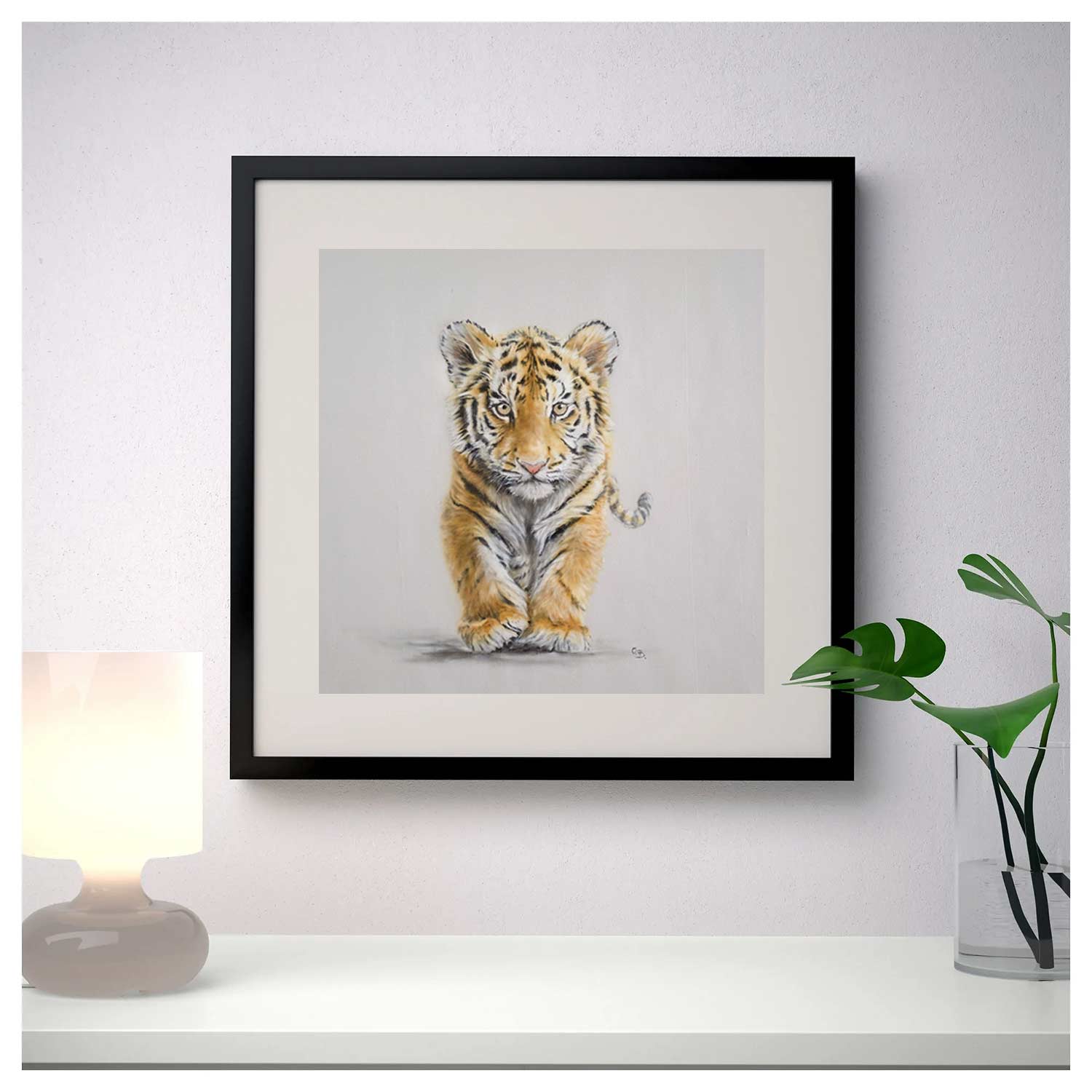 Graceful Steps: Little Tiger Cub on Silk (silk Painting)