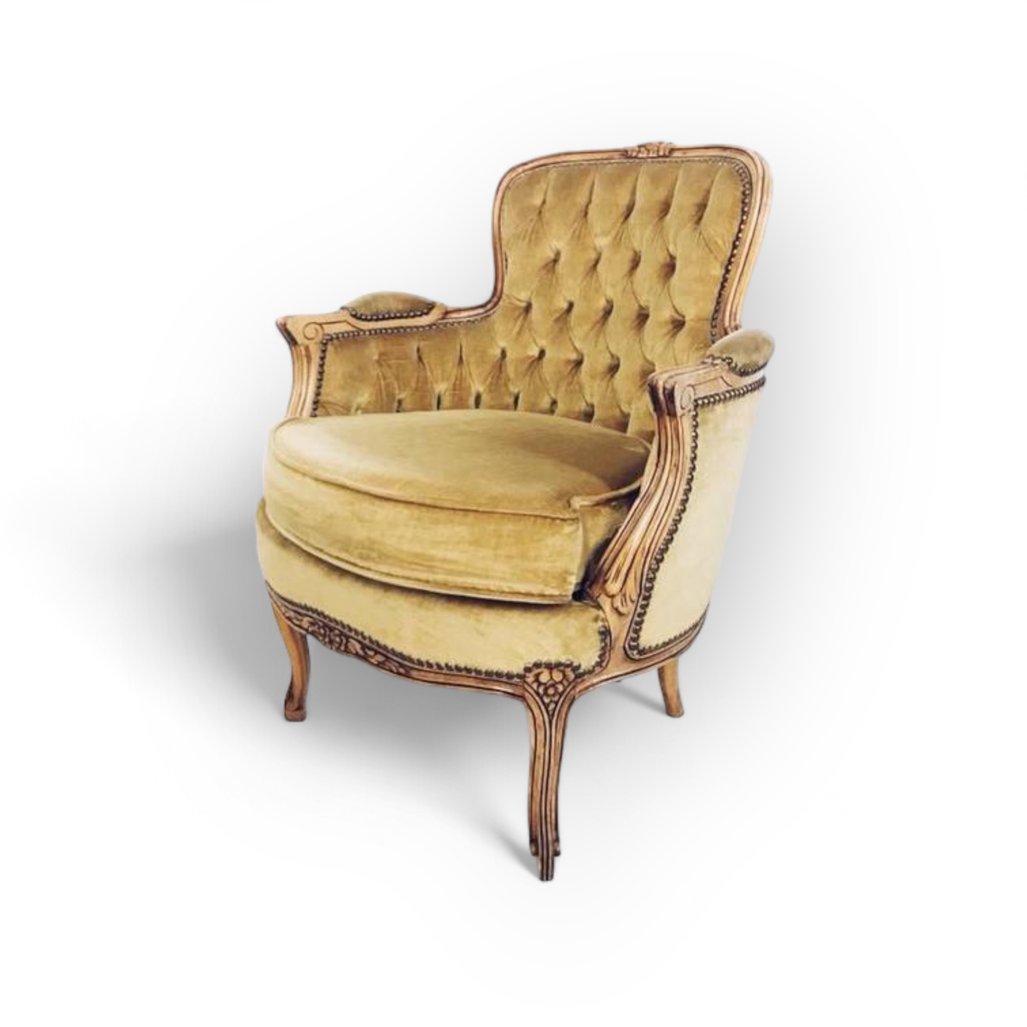 Крісло бержер вінтаж велюр охра CH-028