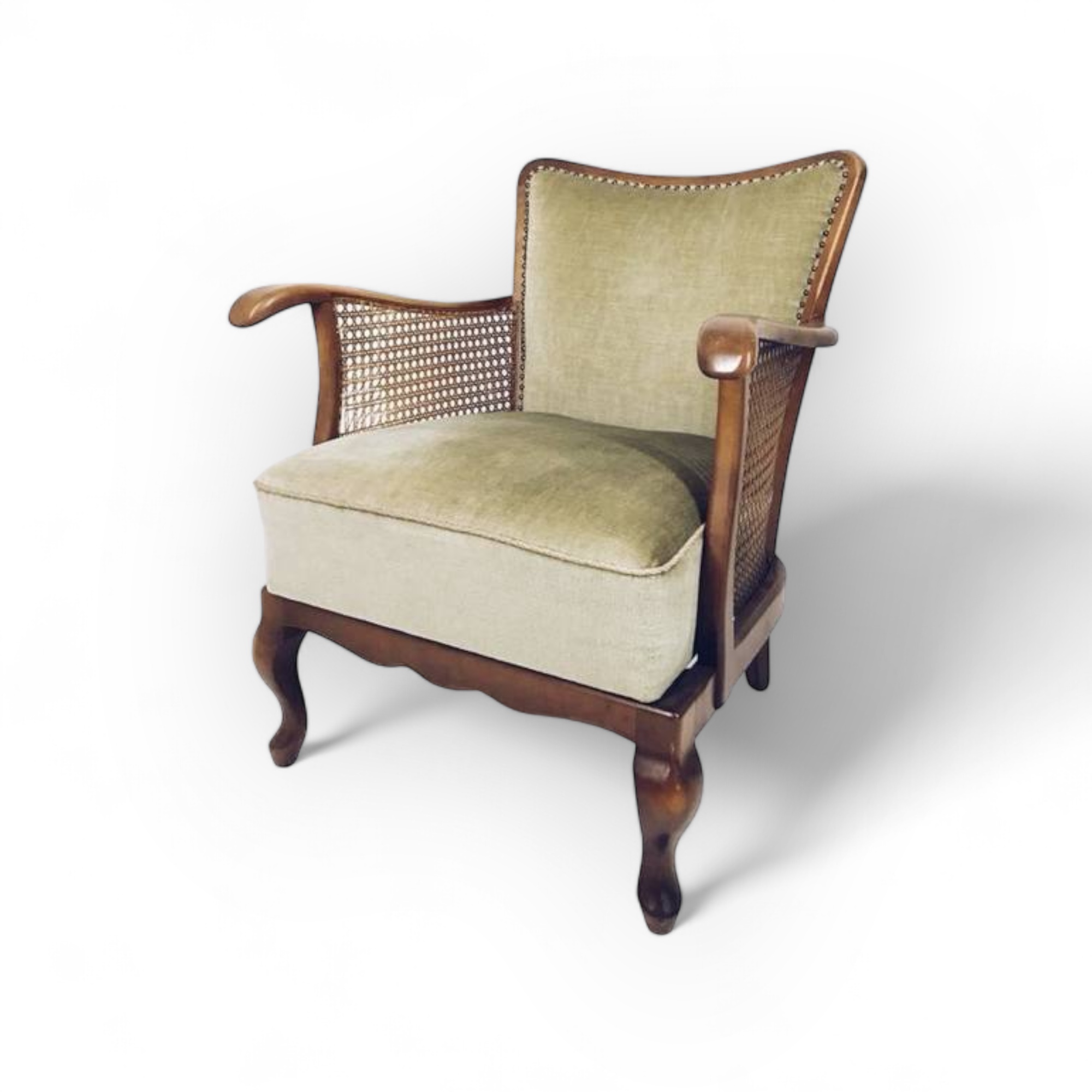 Крісло колоніальне вінтаж сітка велюр олива CH-029