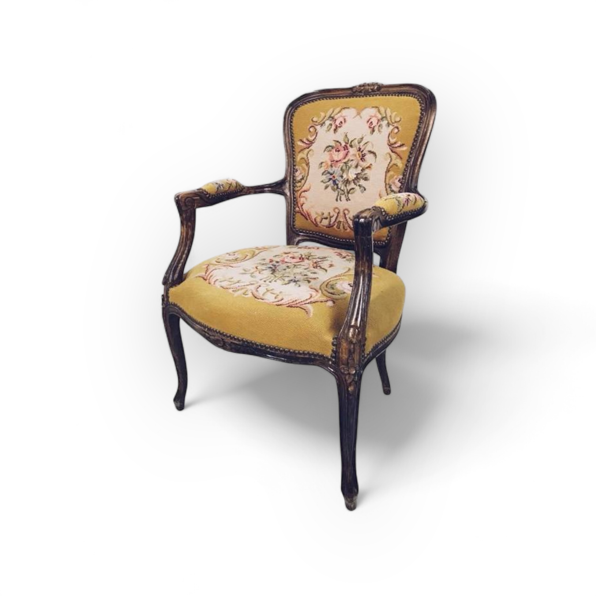 Крісло вінтаж гобелен жовтий CH-027