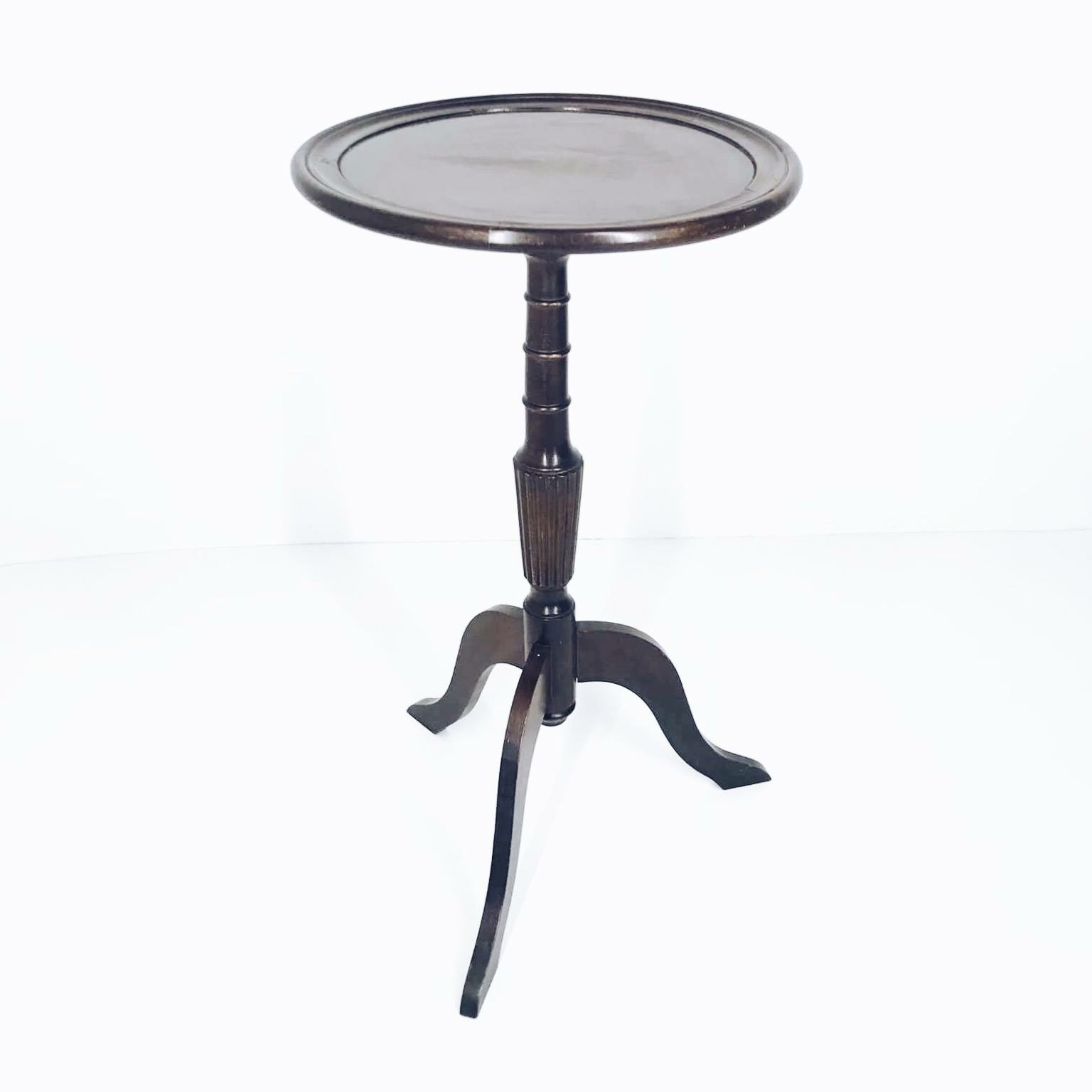 Стіл кавовий/підставка круглий на одній ніжці вінтаж дерево TB-804