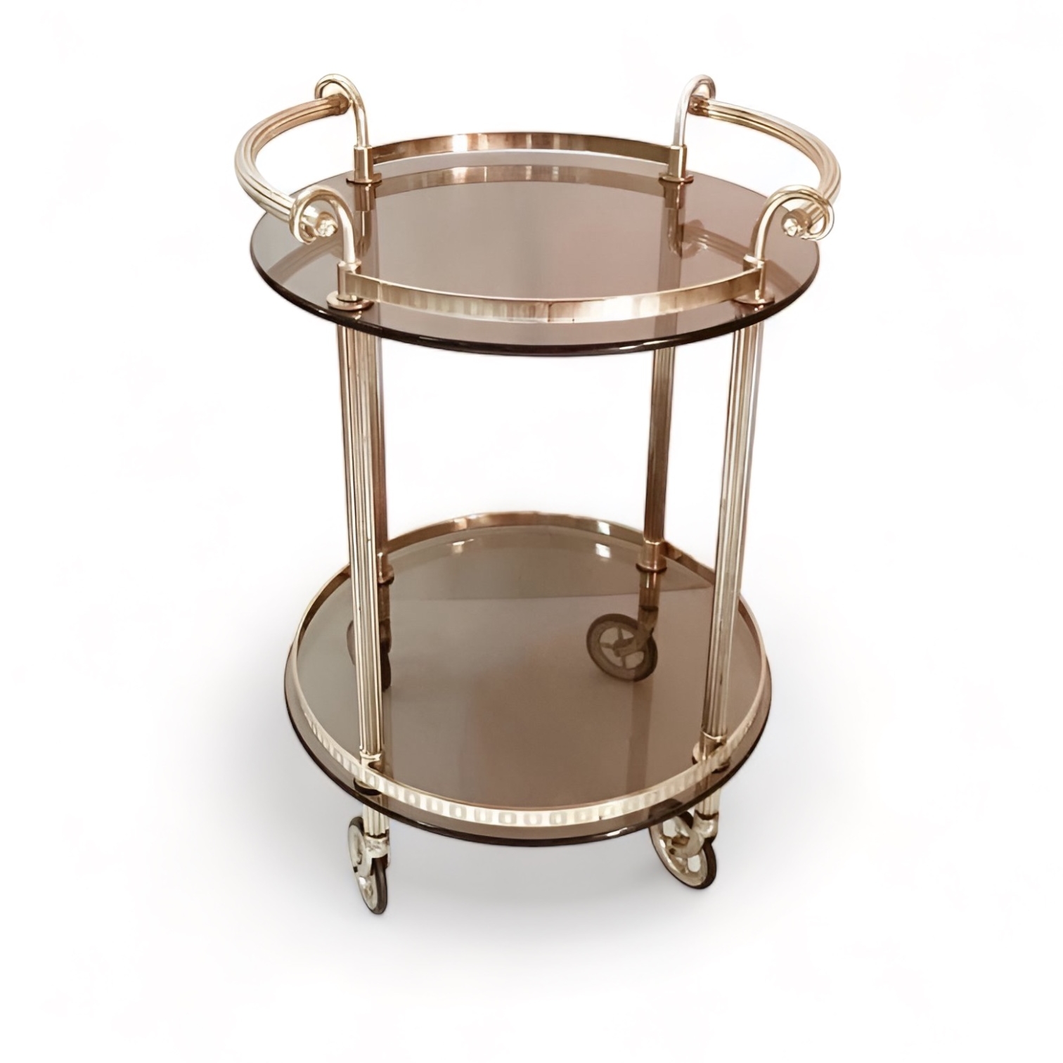 Сервірувальний столик круглий метал/скло TB-903